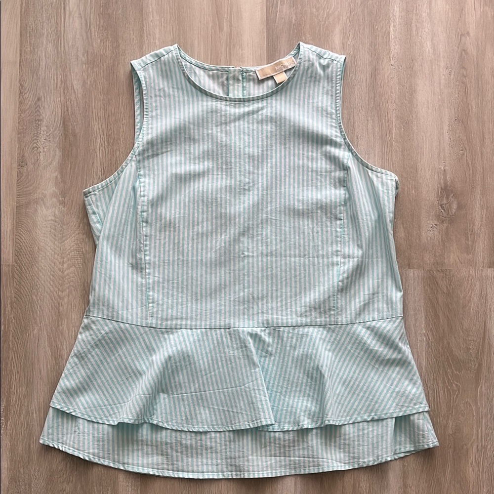 Michael Kors Striped Sleeveless Top - Light Blue